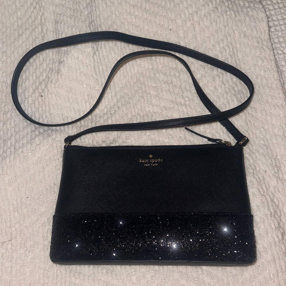 KATE SPADE BLACK SHOULDER BAG WITH GLITTER
